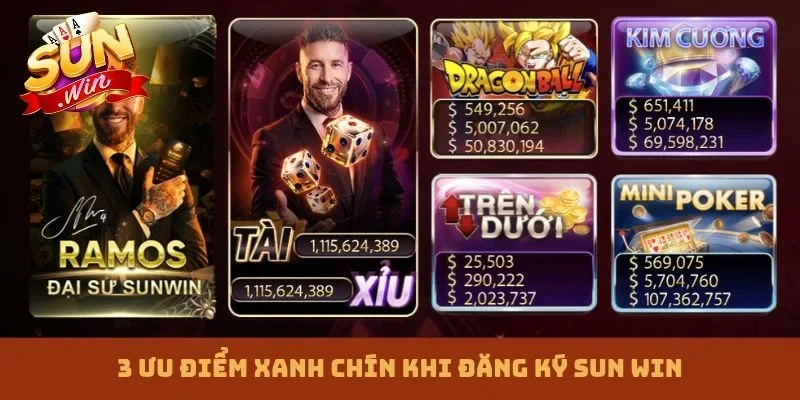 3 ưu điểm xanh chín khi đăng ký Sun win