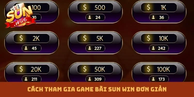 Cách tham gia game bài Sun win đơn giản